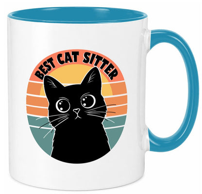 Bets Cat Sitter | Schwarze Katze Katzenliebhaber Geschenk Tierliebhaber Humor Tasse