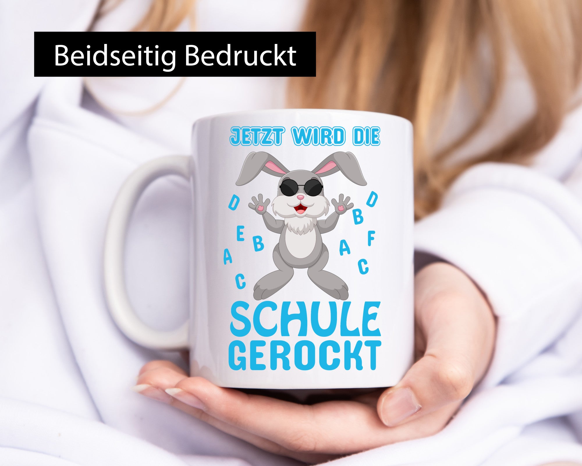 Schule wird gerockt | Schulbeginn Tasse cooler Hase lustiger Spruch Geschenk