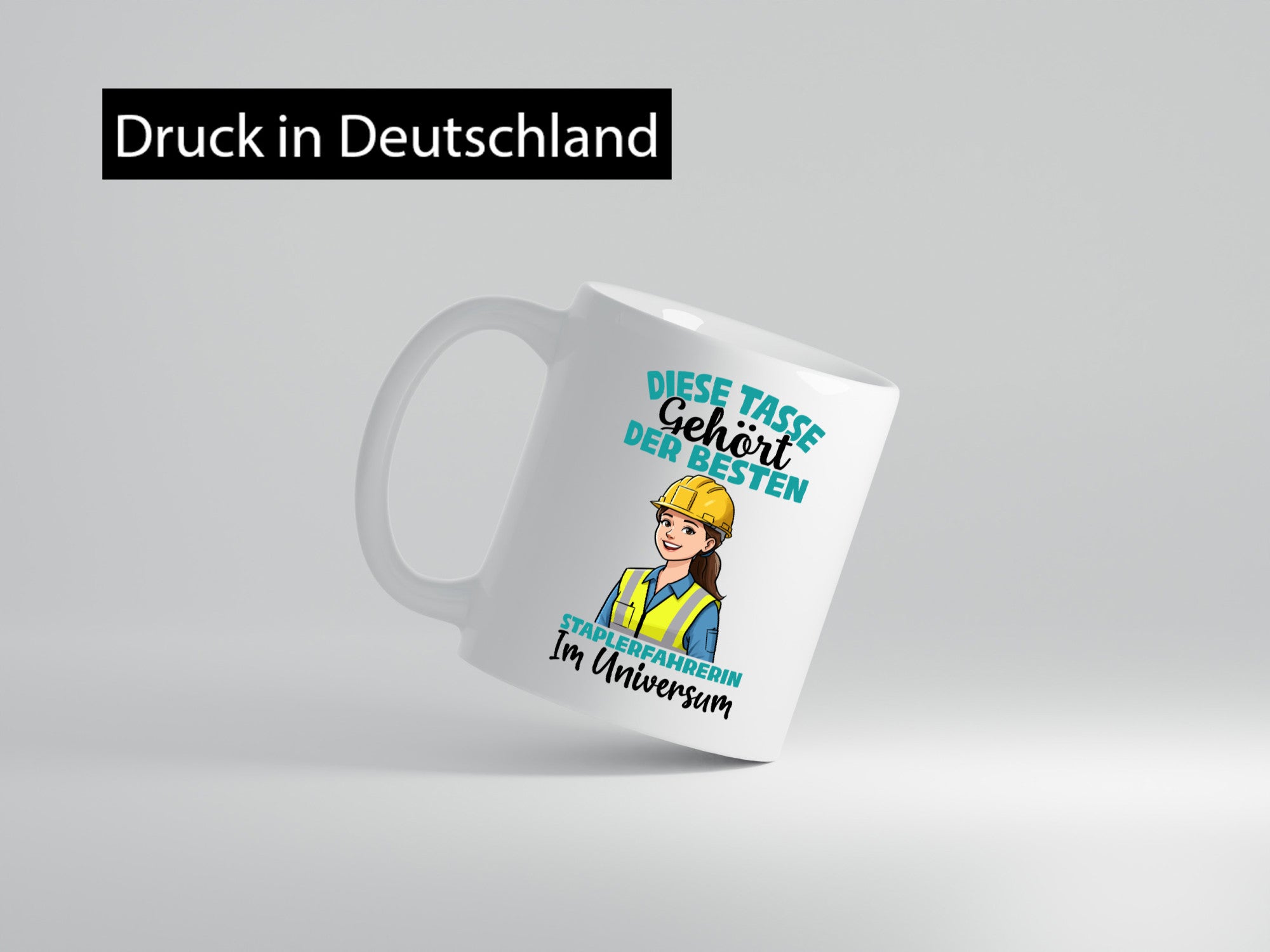 Im Universum: Staplerfahrerin | Gabelstapler Humor Geschenkidee Tasse