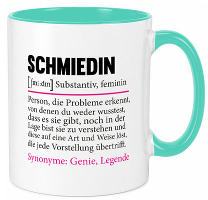 Schmiedin | Schmied Beruf Schmiederei lustig v2 Humor Arbeit Kollegen Büro Tasse