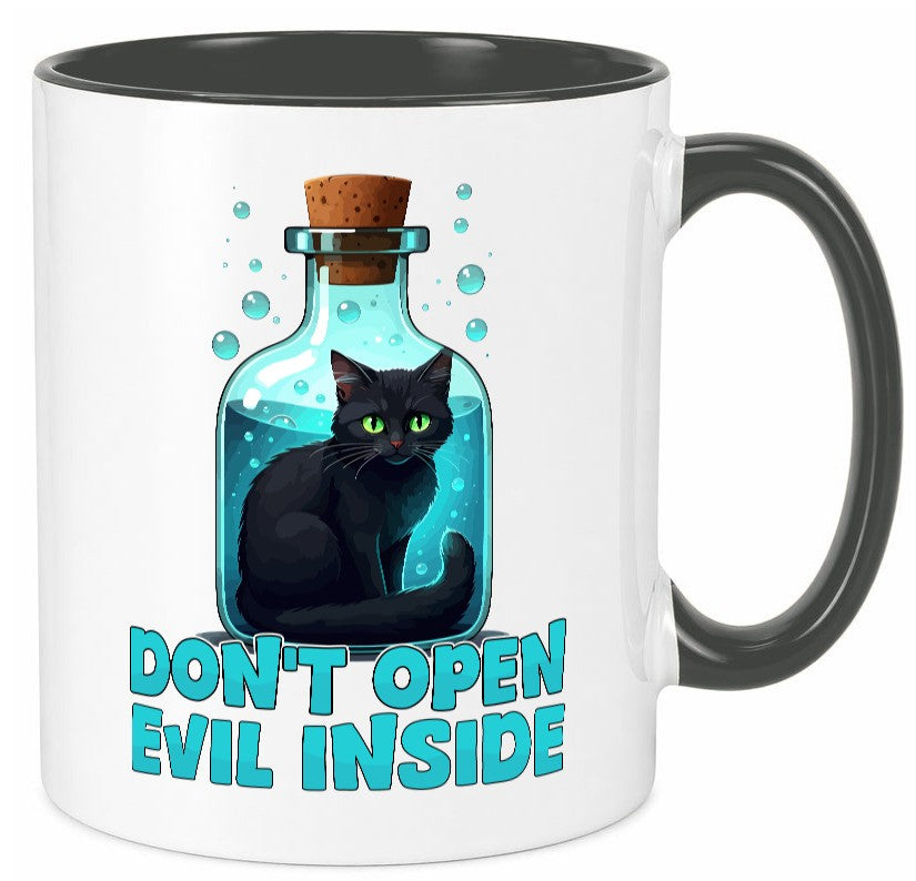 Dont open Evil inside | Böse Katze Schwarze Geschenkidee Tierliebhaber Humor Tasse