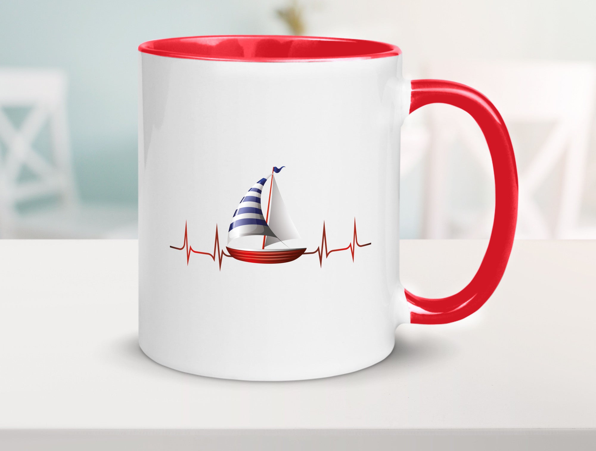 Segelboot Herzschlag | Segler segeln Boot Kapitän Geschenk Humor Geschenkidee