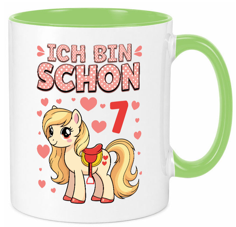 7. Geburtstag | 7 Jahre Mädchen Reiten Pony lustiger Spruch Geschenk Tasse