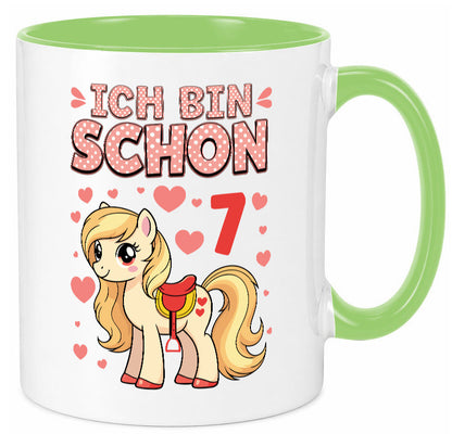 7. Geburtstag | 7 Jahre Mädchen Reiten Pony lustiger Spruch Geschenk Tasse