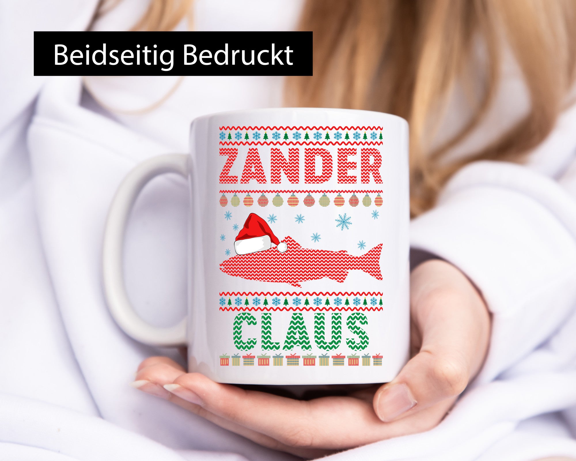 Zander Claus | Weihnachten Ugly Christmas Angler v2 Geschenkidee Humor Tasse