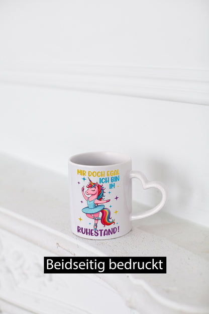 Bin im Ruhestand | Tanzendes Einhorn Geschenkidee Jubiläum Humor Tasse