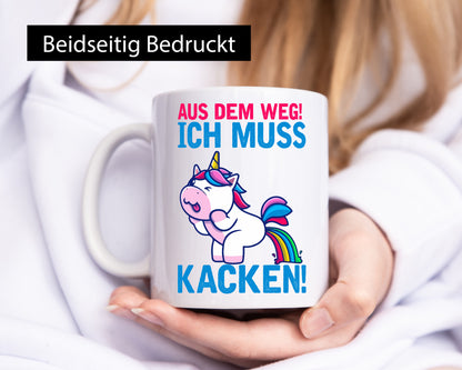 Aus dem weg ich muss Kacken | Einhorn Pupsen lustig Humor Geschenkidee Geschenk
