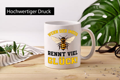 Wenn der Imker rennt viel Glück | Bienen v2 Humor Geschenkidee Tasse