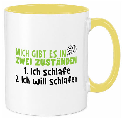 Zwei Zustände | Schlaf Faulpelz Schlafmütze Müdigkeit lustig Humor Geschenkidee Tasse
