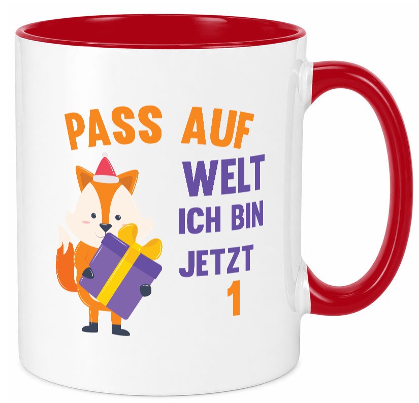 Pass auf Welt ich bin jetzt 1 | Baby Geburtstag lustiger Spruch Geschenk Tasse