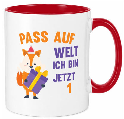 Pass auf Welt ich bin jetzt 1 | Baby Geburtstag lustiger Spruch Geschenk Tasse