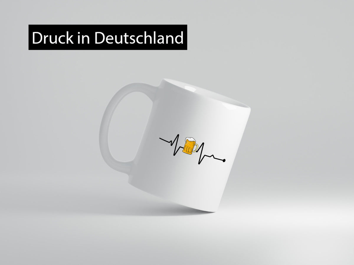 Bier Herzschlag | Motiv Biertrinker Bierkrug Pils Humor Geschenkidee Tasse