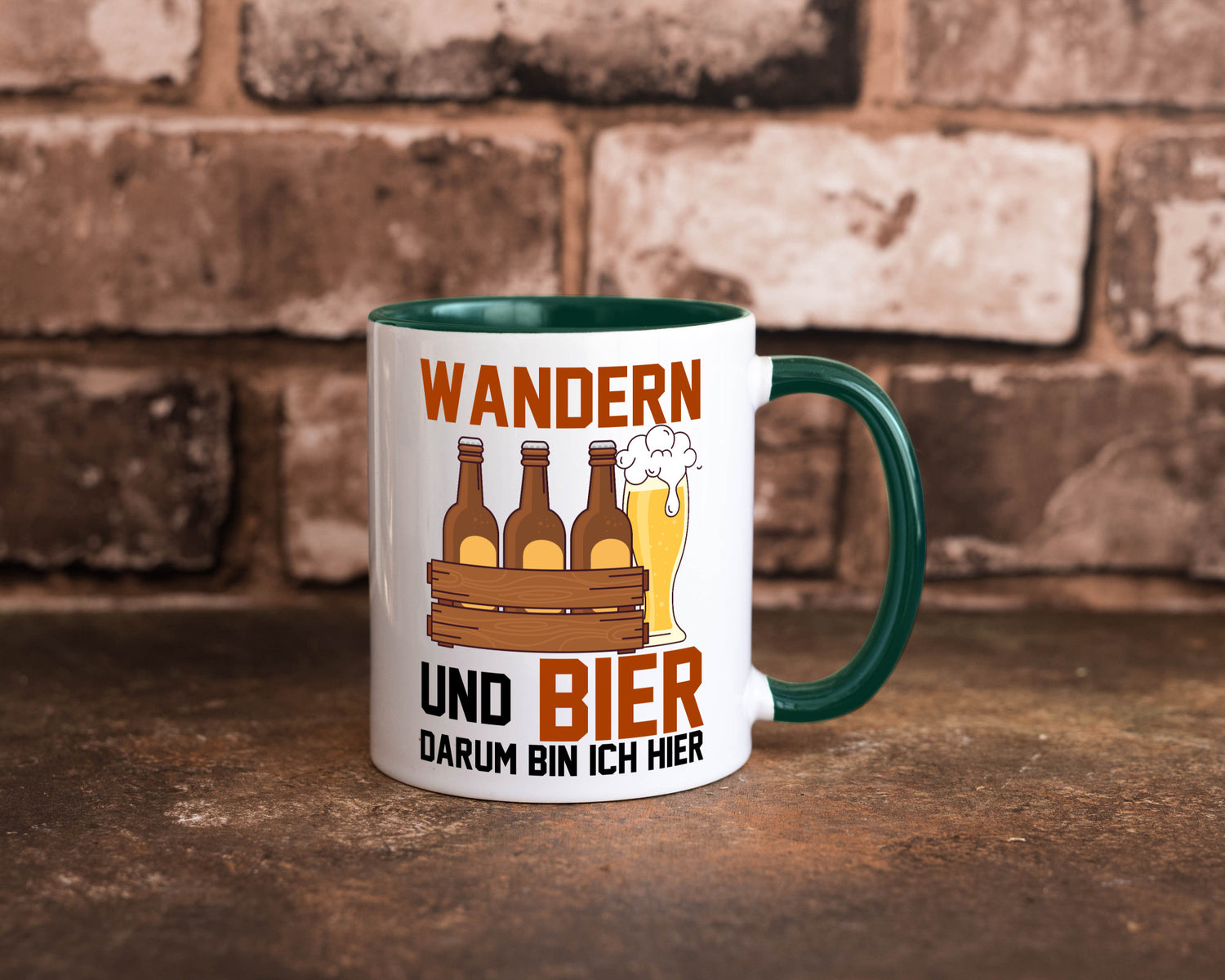 Wandern und Bier darum bin ich hier | Bierkasten lustiger Spruch Geschenk Humor