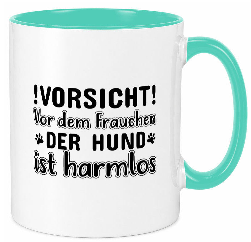 Vorsicht vor dem Frauchen | Hundebesitzerin Pfoten Geschenkidee Tierliebhaber Tasse