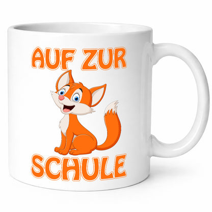 Auf zur Schule | Schulstart Tasse Fuchs Schulkind lustiger Spruch Geschenk