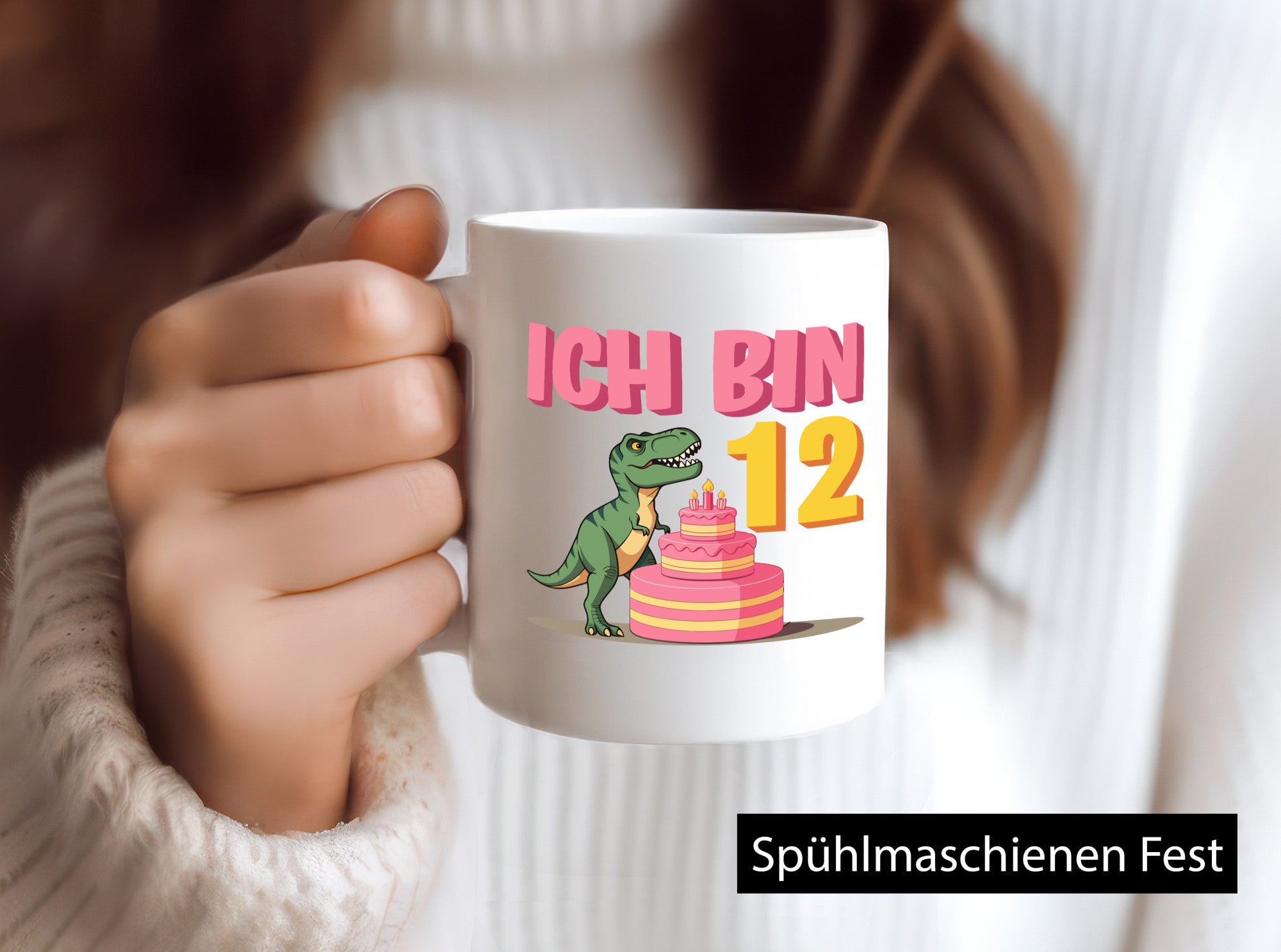 12 Geburtstag | Jahre Dinosaurier mit Kuchen Geschenkidee Humor Tasse