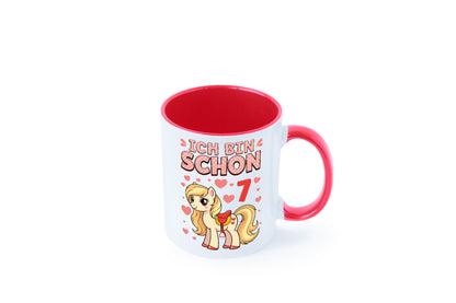 7. Geburtstag | 7 Jahre Mädchen Reiten Pony lustiger Spruch Geschenk Tasse