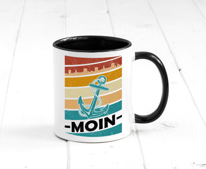 Moin | Kapitän Hafen Anker See Meer Segeln v2 Geschenk Humor Geschenkidee Tasse