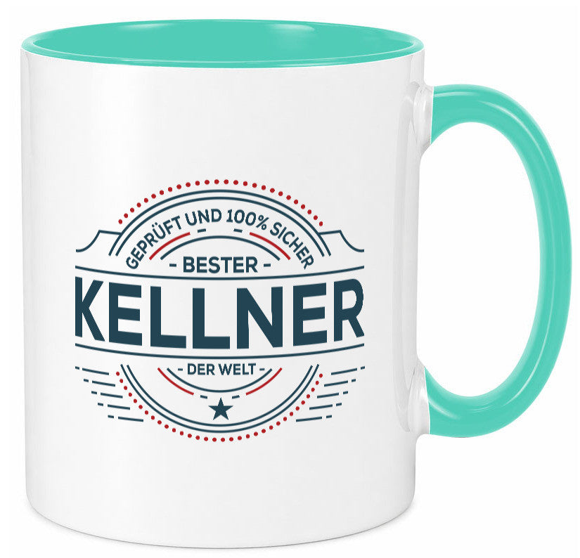 Geprüft und sicher: Kellner | kellnern Bedienung Geschenk Humor Geschenkidee Tasse