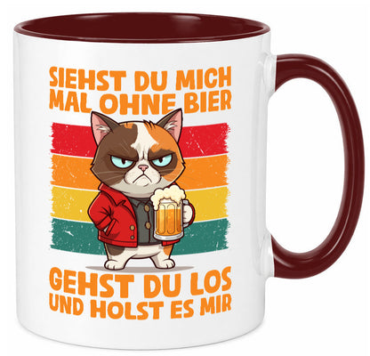 Siehst du mich ohne bier | Katze Biertrinker Geschenk Tierliebhaber Humor Tasse