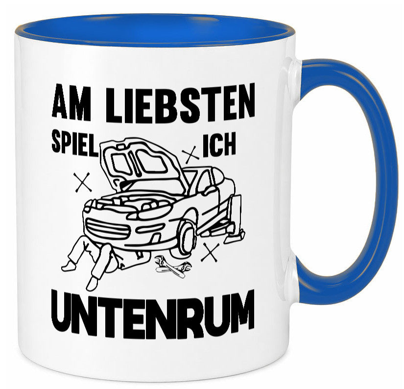 Am liebsten spiele ich untenrum | Autowektstatt lustiger Spruch Geschenk Humor Tasse
