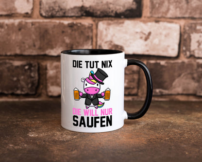 Die tut nix will nur Saufen | Einhorn Bier v2 lustig Humor Geschenkidee Tasse