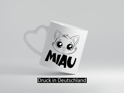 Miau | Katze Geschenkidee Tierliebhaber Humor Tasse