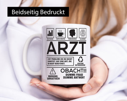 Achtung Probleme Arzt | Medizin Doktor Facharzt Geschenkidee Humor Tasse