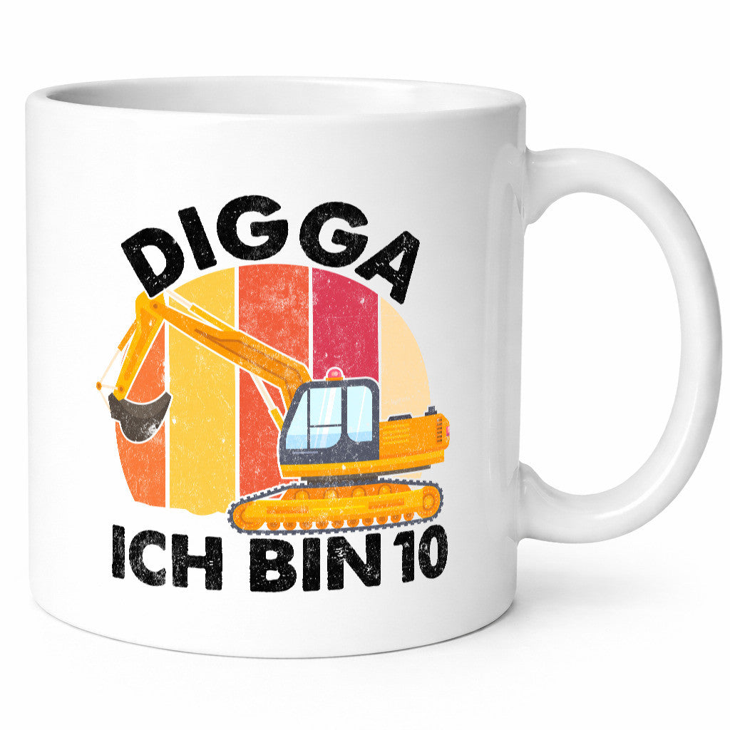 10. Geburtstag | 10 Jahre Bagger Digga lustig Geschenkidee Geschenk Tasse