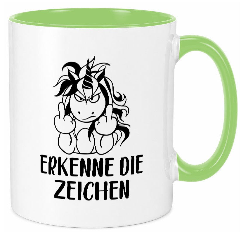 Erkenne die Zeichen | Stinkefinger Humor Geschenkidee Tasse