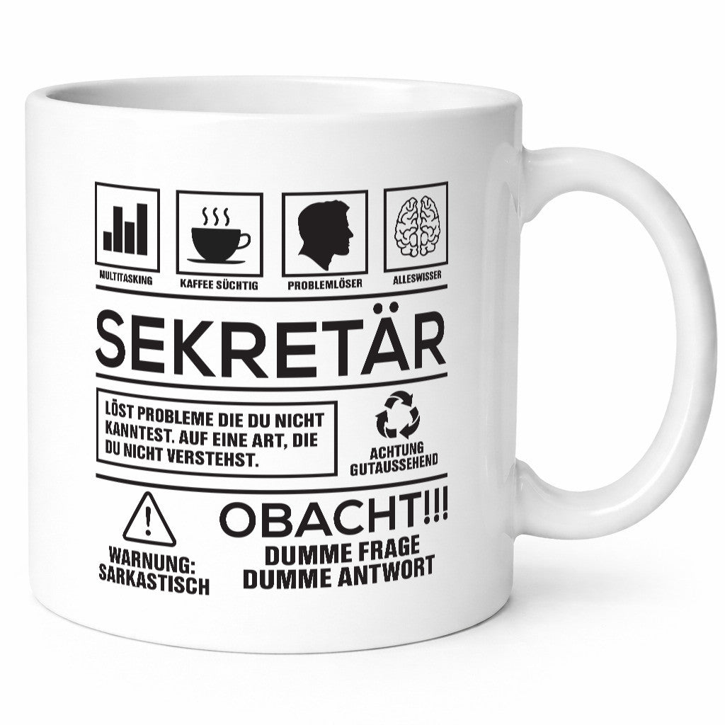 Achtung Probleme Sekretär | Büro Geschenkidee Arbeit Kollegen Humor Tasse