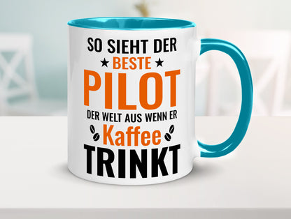Kaffee trinkt: Pilot | Flugzeug Piloten lustiger Spruch Geschenk Humor