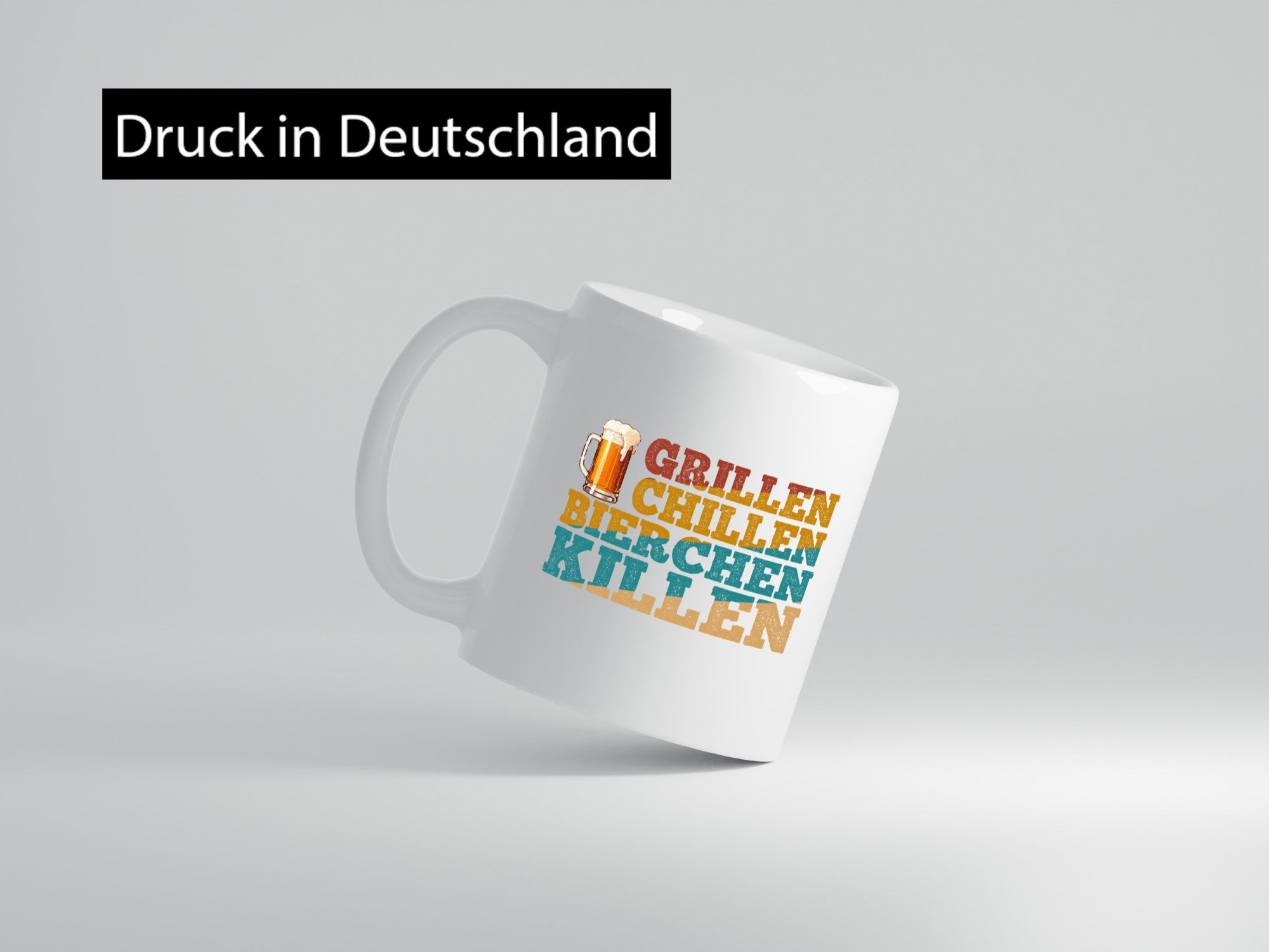 Grillen Chillen Bierchen Killen | Grilln Bier v2 Geschenkidee Humor Tasse