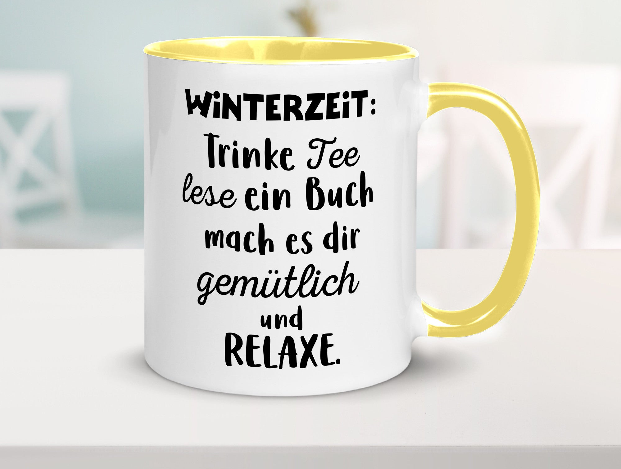 Winterzeit Trinke Tee und mach es dir Gemütlich Geschenkidee Humor Tasse