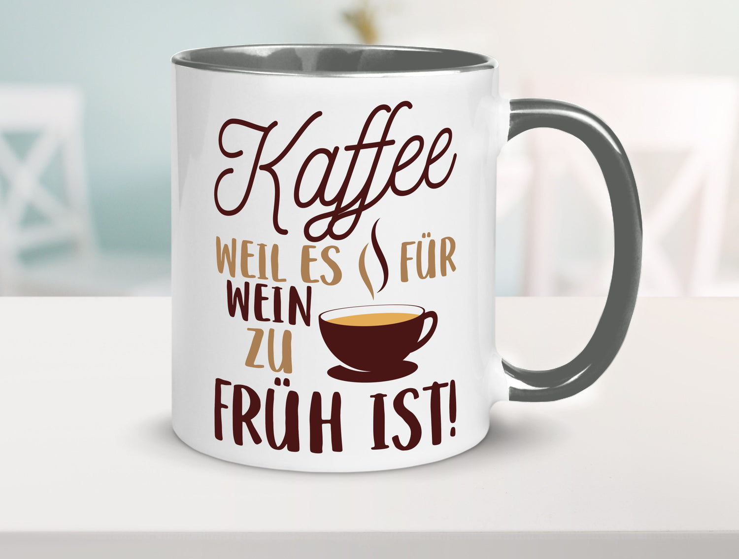 Weil es für Wein zu früh ist | Kaffeetrinker Herzschlag Humor Geschenkidee Tasse