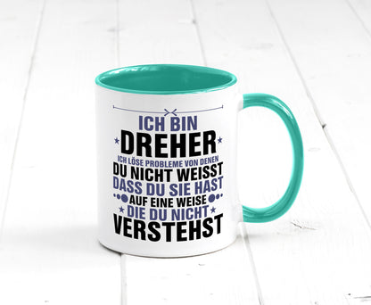 Löse Probleme: Dreher | Fräser lustiger Spruch Geschenk Humor Geschenkidee Tasse