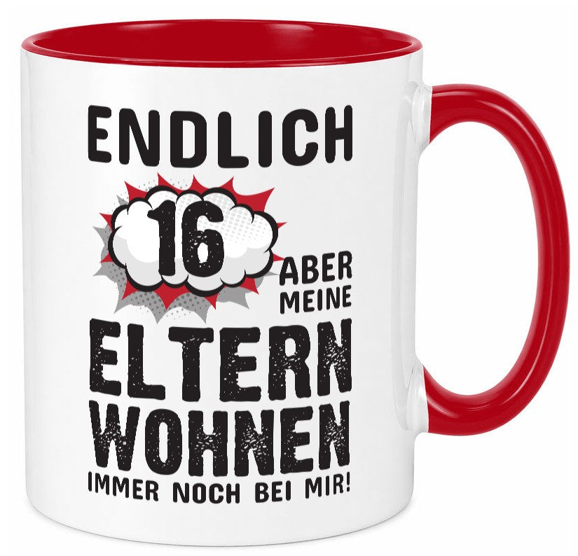 Endlich 16 | Geburtstag Tasse lustiges Statement lustiger Spruch Geschenk