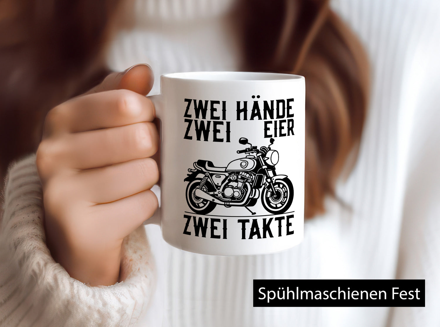 Zwei Hände | Zweitaktmotor Motorrad Moped Biker Geschenkidee Humor Tasse
