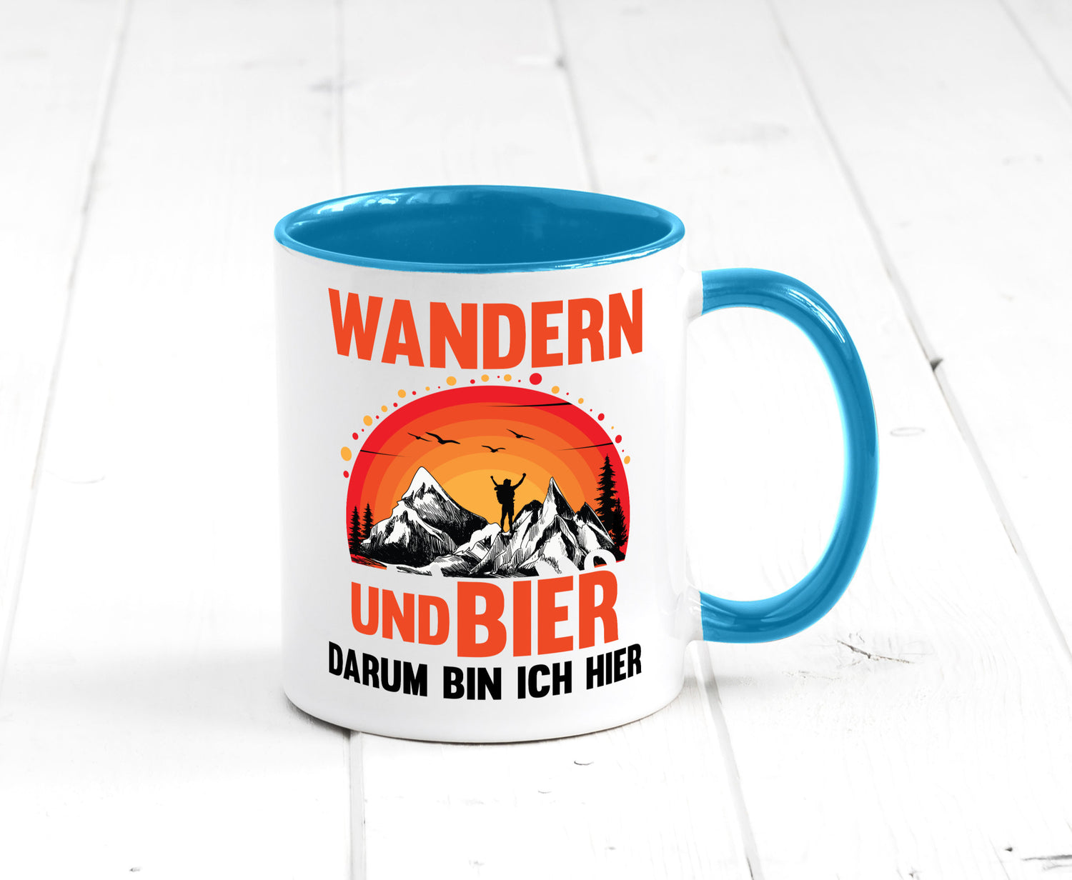 Wandern und Bier darum bin ich hier | lustiger Spruch Geschenk Humor
