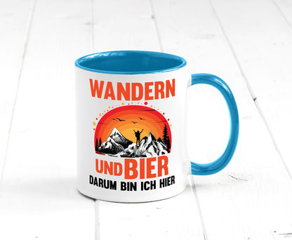Wandern und Bier darum bin ich hier | lustiger Spruch Geschenk Humor