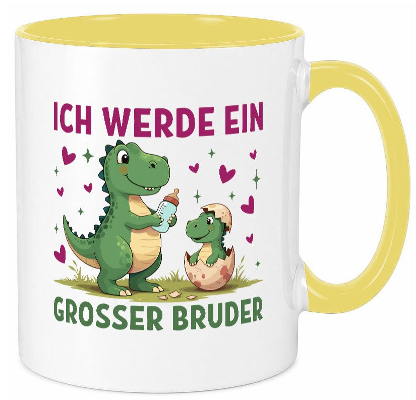 Ich werde ein Großer Bruder | Dino Dinosaurier lustiger Spruch Geschenk Humor Tasse
