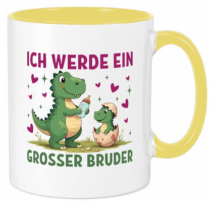 Ich werde ein Großer Bruder | Dino Dinosaurier lustiger Spruch Geschenk Humor Tasse