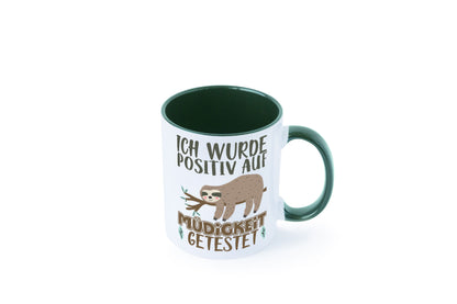 Positiv auf Müde getestet lustiger Spruch Geschenk Humor Geschenkidee Tasse