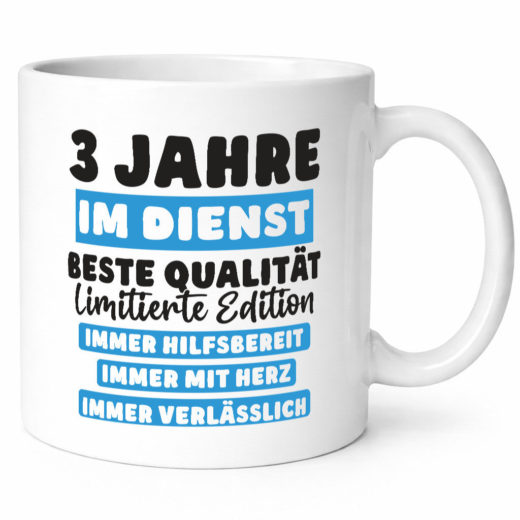 3 Jahre im Dienst | Jubiläum Arbeit v6 lustig Kollegen Büro Geschenk Tasse
