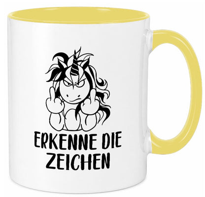 Erkenne die Zeichen | Stinkefinger Humor Geschenkidee Tasse