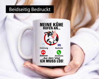 Meine Kühe rufen an | Landwirt Kuh Bauernhof Geschenk Humor Geschenkidee