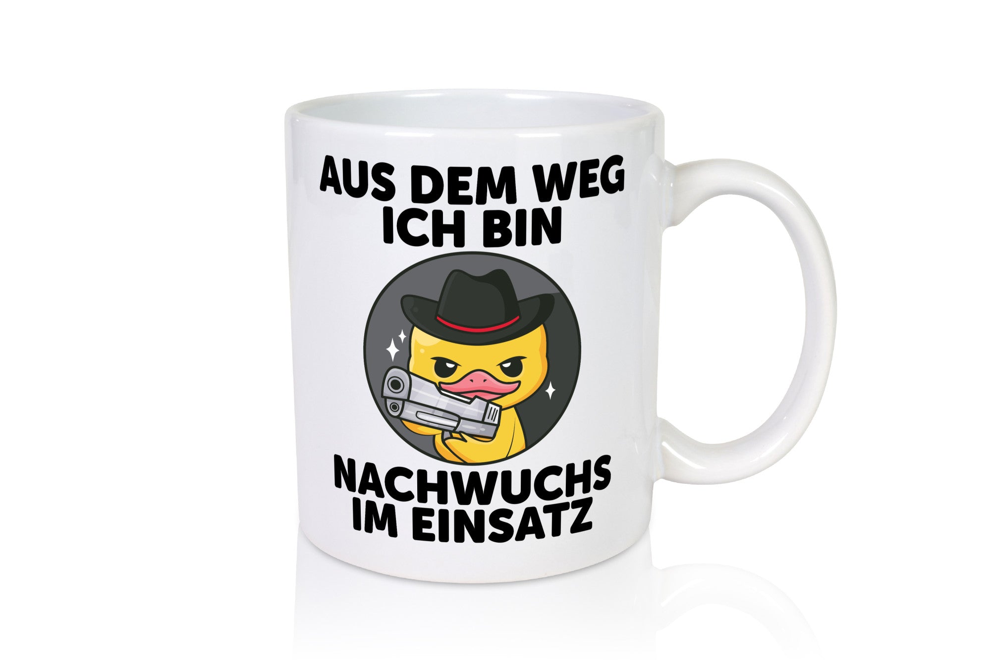 Aus wem weg ich bin Nachwuchs im Einsatz Geschenkidee Humor Tasse