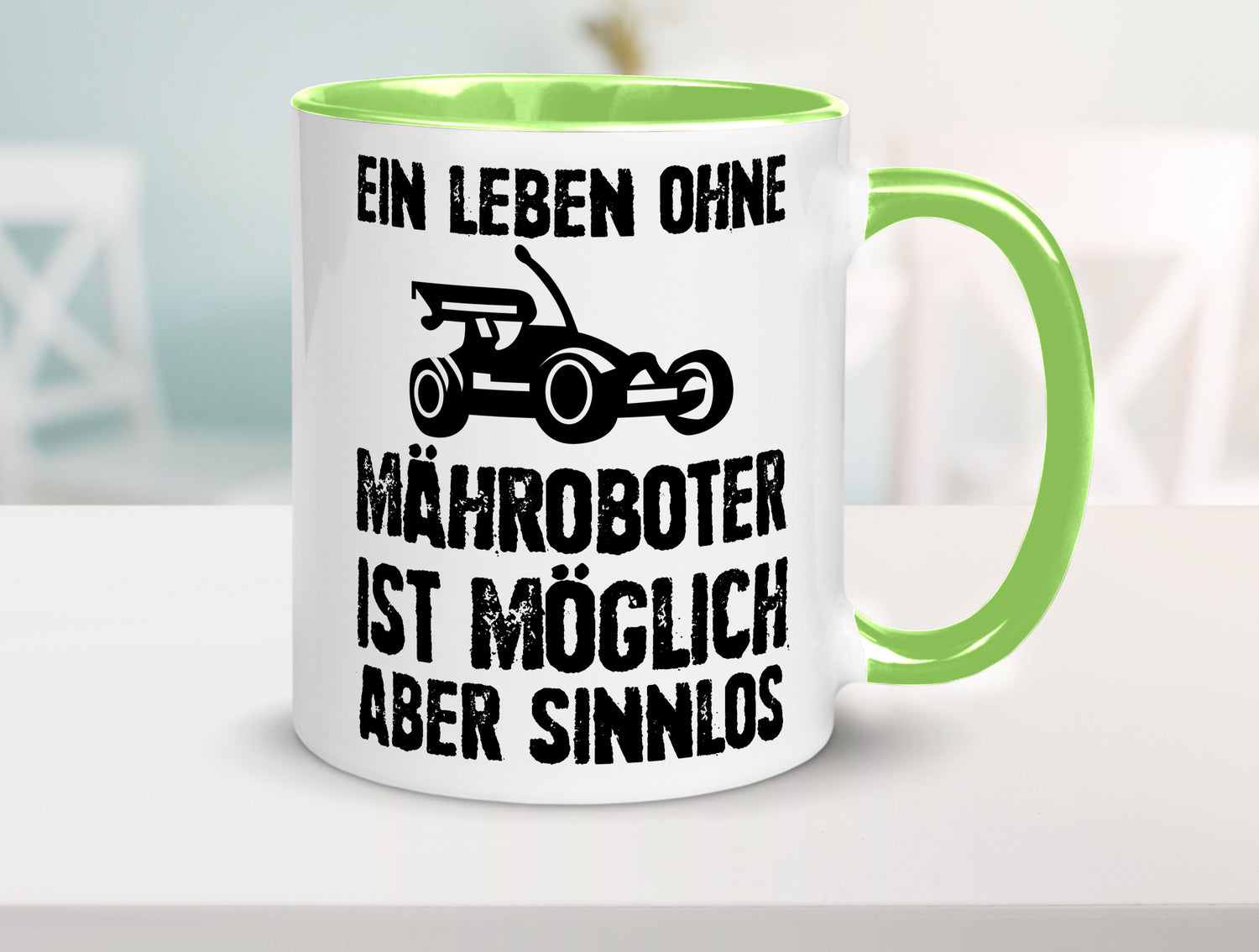 Leben oihne Mähroboter, möglich, aber sinnlos | Garten Geschenkidee Humor Tasse