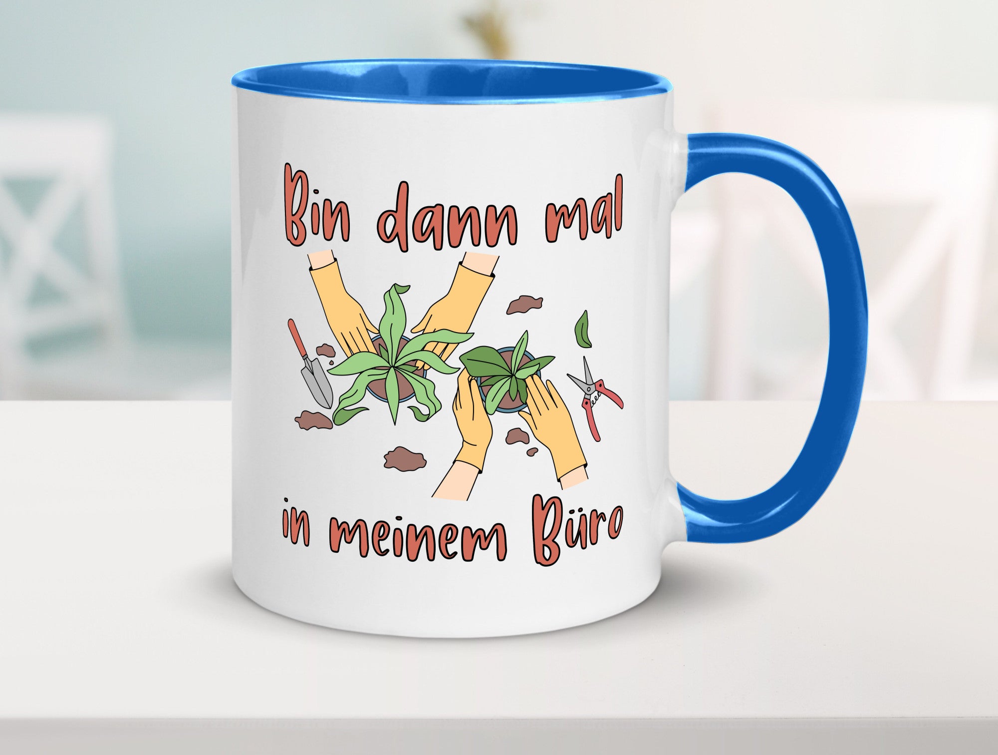 Bin im Büro | Gartenarbeit Pflanzen Humor Witz Geschenkidee Arbeit Kollegen