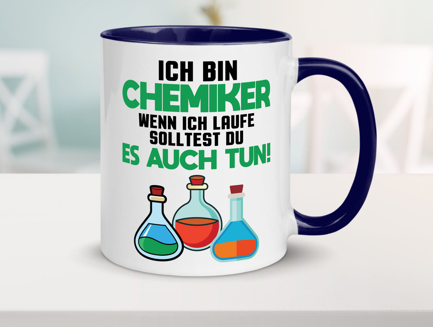 Ich bin chemiker wnen laufe solltest du es auch tun Humor Geschenkidee Tasse